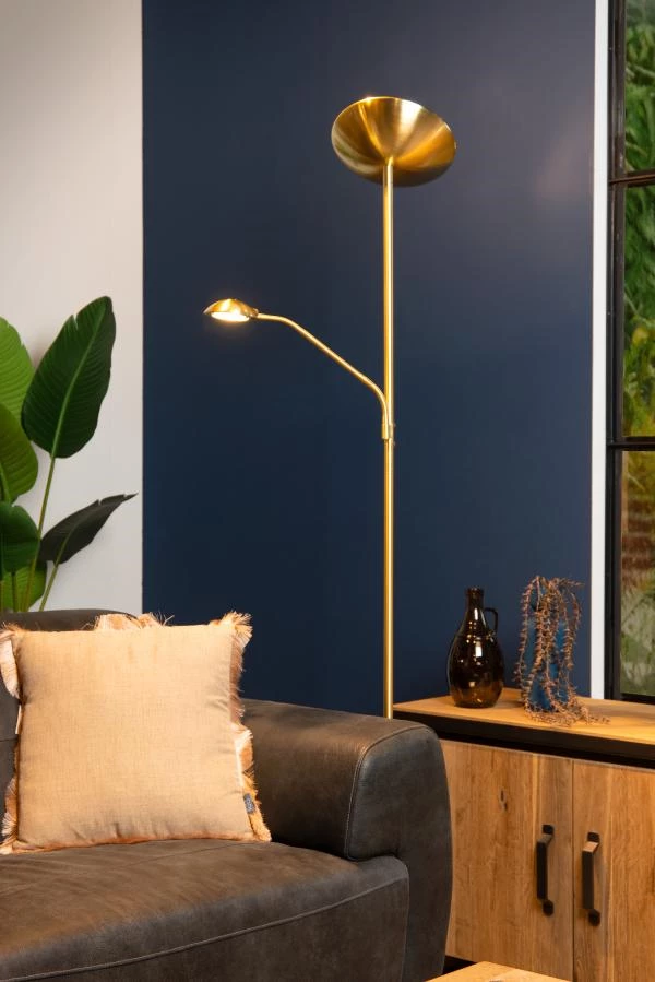 Lucide ZENITH - Floor reading lamp - LED Dim. - 3000K - Matt Gold / Brass - atmosphere 2